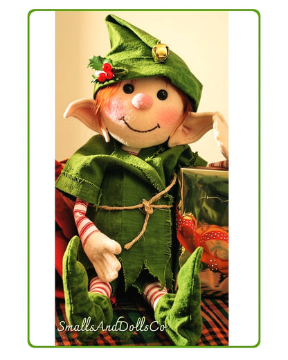 Vintage Sewing Pattern 15" Fabric Soft Sculpture Christmas Elf Doll PDF Instant Digital Download Elves Santa's Helper Toy