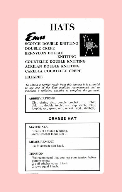 Vintage Crochet Pattern Womens Retro Groovy Hats 6 Designs PDF Instant Digital Download Sixties Seventies Styles