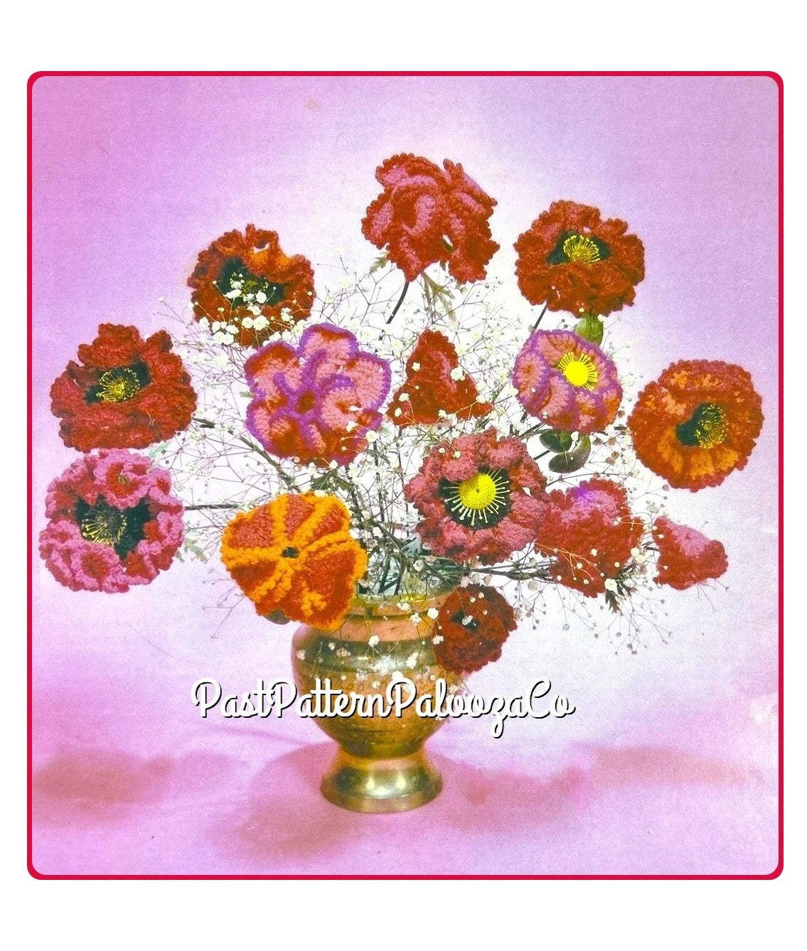 Vintage Crochet Pattern Japanese Poppy Japanese Iris Floral Arrangement PDF Instant Digital Download Crocheted Artificial Flower Bouquet