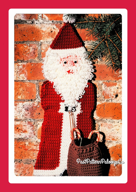 Vintage Crochet Pattern 22" Old World Santa Claus Christmas Stocking Wall Hanging PDF Instant Digital Download Folk Art Wall Pocket 4 Ply