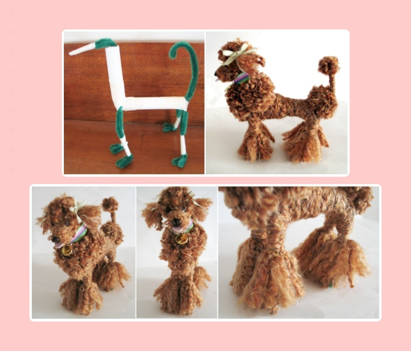 Vintage No Sew 12" Yarn Pompom French Poodle Pattern Pom Pom Animal Doll Figure 1961 PDF Instant Digital Download