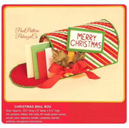 Vintage Plastic Canvas Pattern Merry Christmas Mailbox Card Holder PDF Instant Digital Download