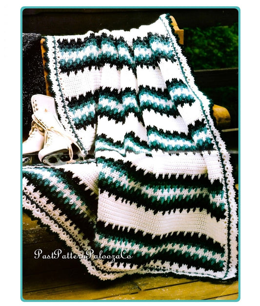Vintage Crochet Pattern Icicles From the Eaves Afghan PDF Instant Digital Download Cluster Stitch Wintery Throw Blanket 51x71 10 Ply