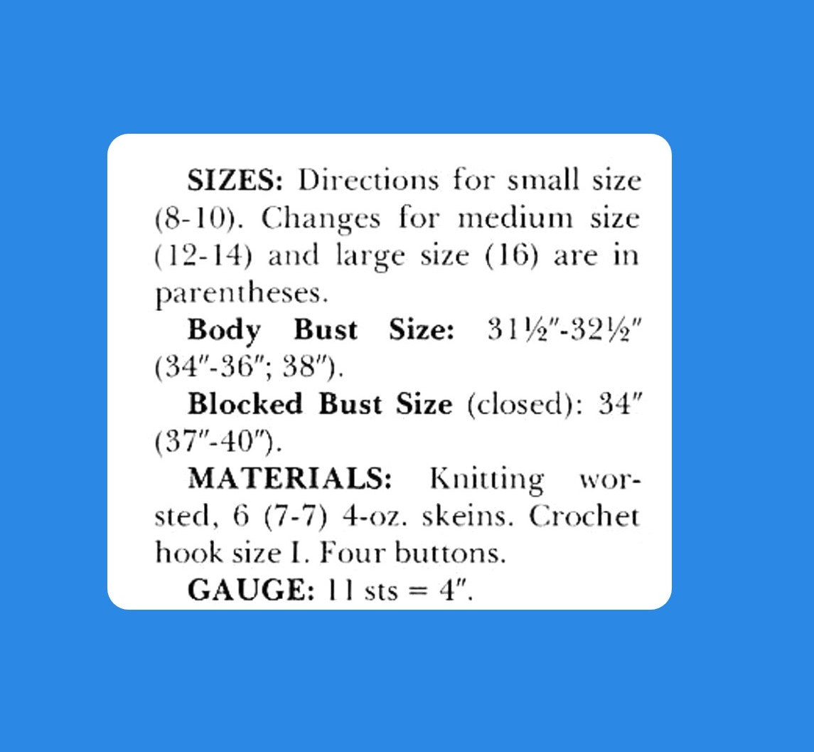 Vintage Crochet Pattern Womens Classic Shawl Collared Cardigan Sweater Jacket PDF Instant Digital Download 10 Ply S M L