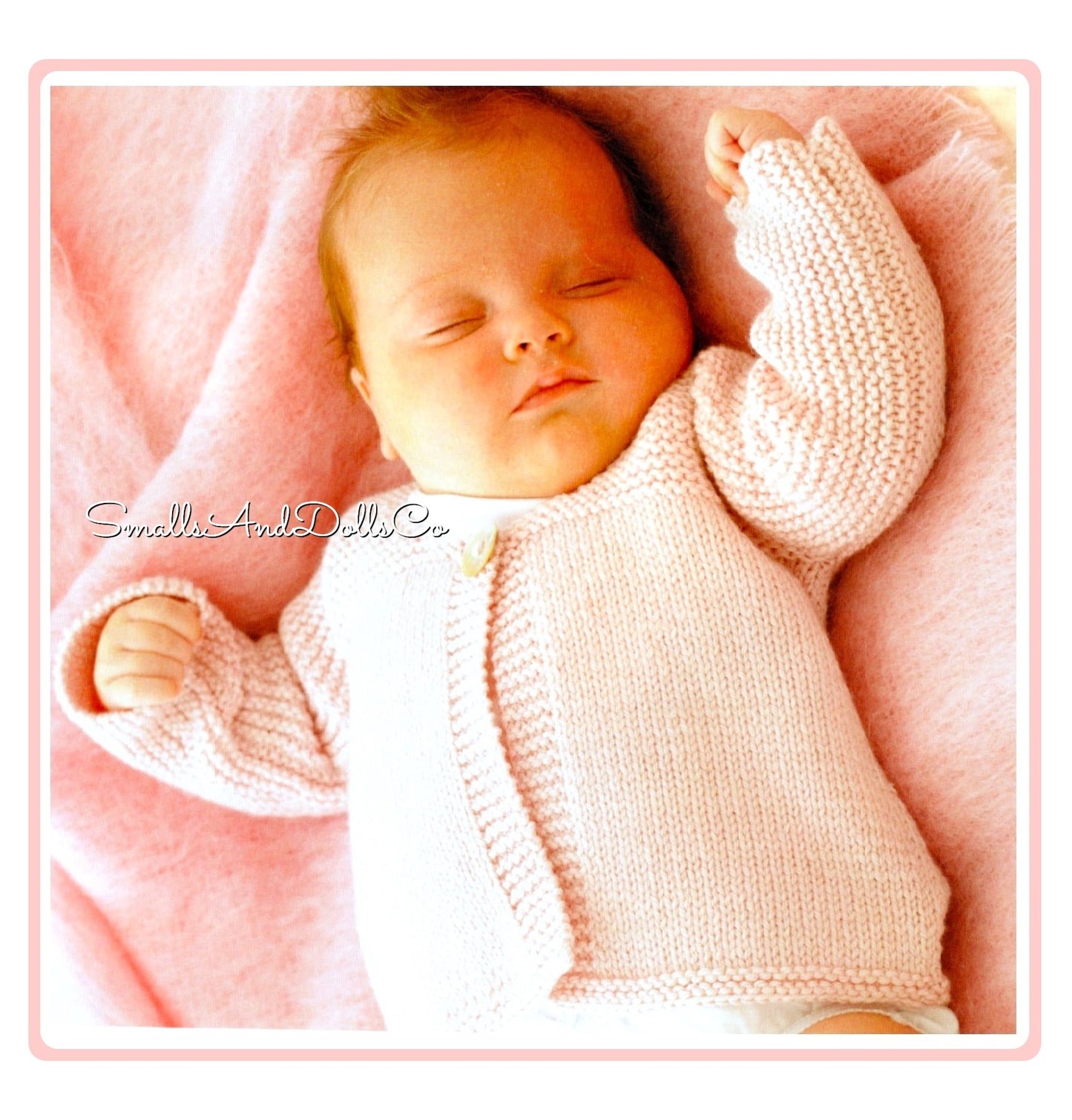 Vintage Knitting Pattern Easy Beginner Newborn Baby Cardigan Sweater PDF Instant Digital Download Garter Stocking Stitch DK