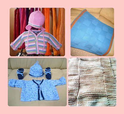 Vintage Knitting Pattern Classic Garter Stitch Baby Layette 4 Piece Set PDF Instant Digital Download 6-18 m DK