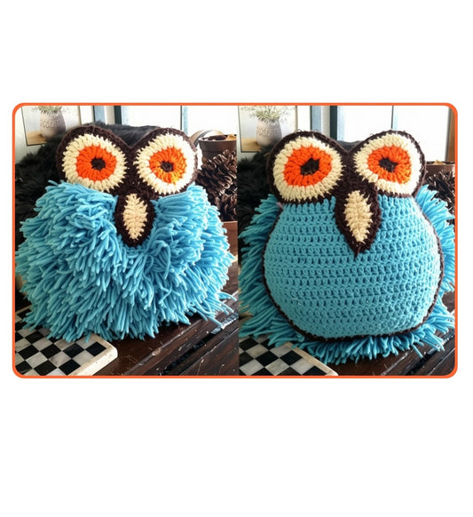 Vintage Crochet Pattern 10" Boho Mod Owl Pillow PDF Instant Digital Download Retro 70s Owl Cushion Double Sided 4 Ply