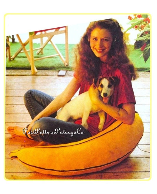 Vintage Sewing Pattern 23"Giant Banana Pillow PDF Instant Digital Download Soft Terry Cloth Novelty Decorative Fruit Cushion
