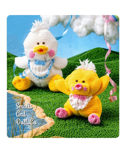 Vintage Crochet Pattern The Puffalumps Mama Duck Baby Duckling Chick Amigurumi Dolls PDF Instant Digital Download Retro Soft Toys 3 Ply