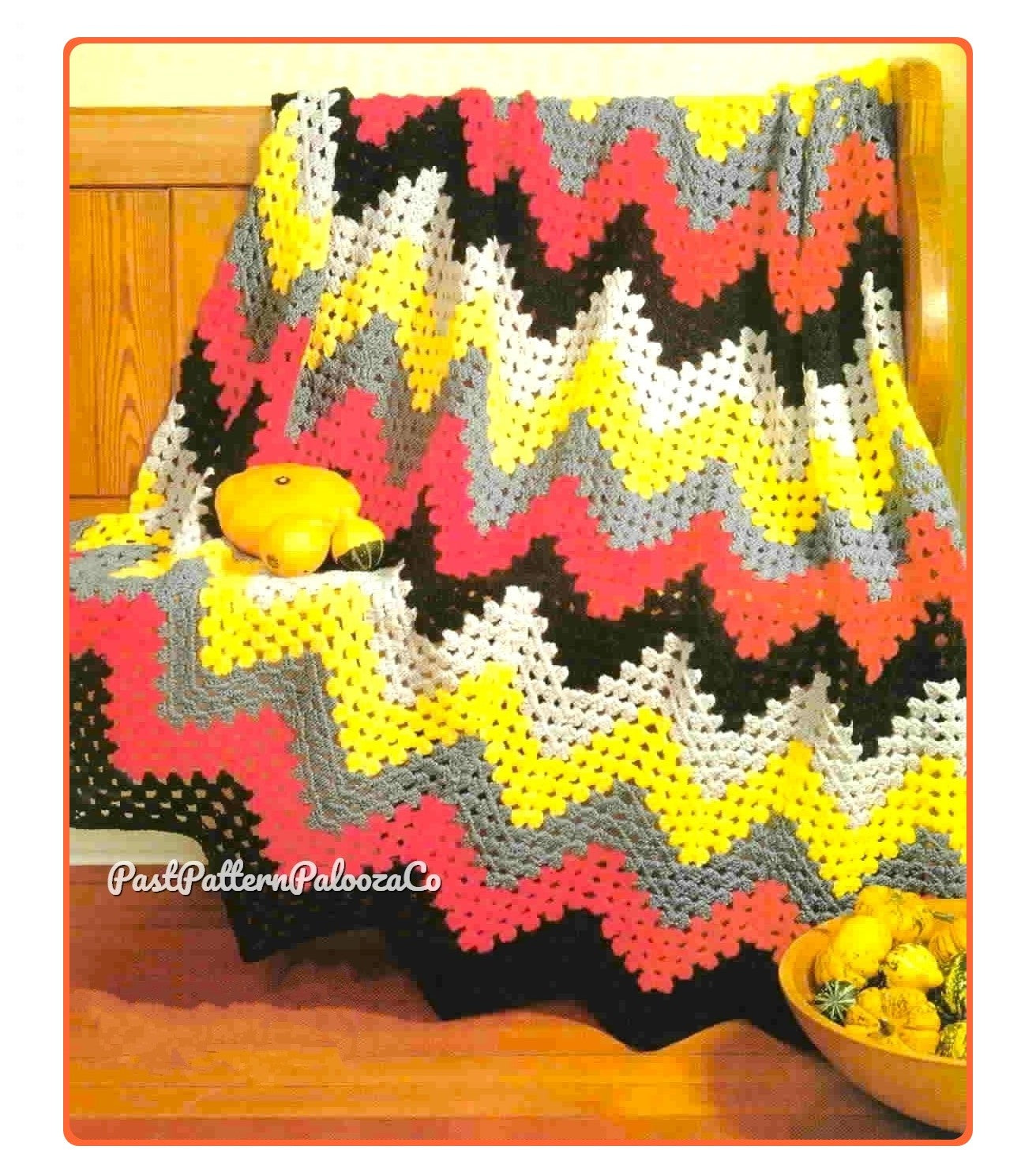 Vintage Crochet Pattern Ripple Stitch Waves Afghan Pattern PDF Instant Digital Download Quick Easy Beginners Chevron Zig Zag Blanket 10 Ply