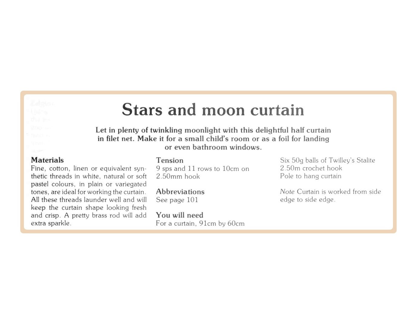 Vintage Filet Crochet Pattern Lace Stars and Moon Window Valance Panel Cafe Curtain PDF Instant Digital Download Starry Celestial Night Sky