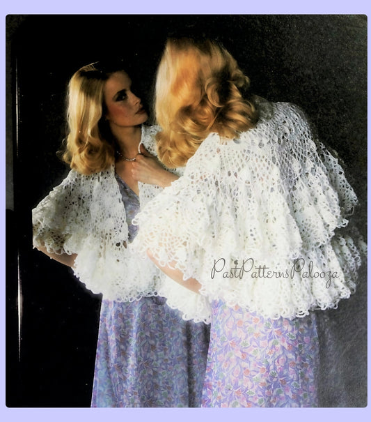 Vintage Crochet Pattern Womens Pretty Lacy Circular Shawl PDF Instant Digital Download Retro Evening Wrap 46" Diameter 4 Ply
