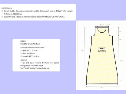 Vintage Crochet Pattern Sheer Mesh Maxi Dress PDF Instant Digital Download 70s Boho Lacy Long Beach Cover Up Tunic