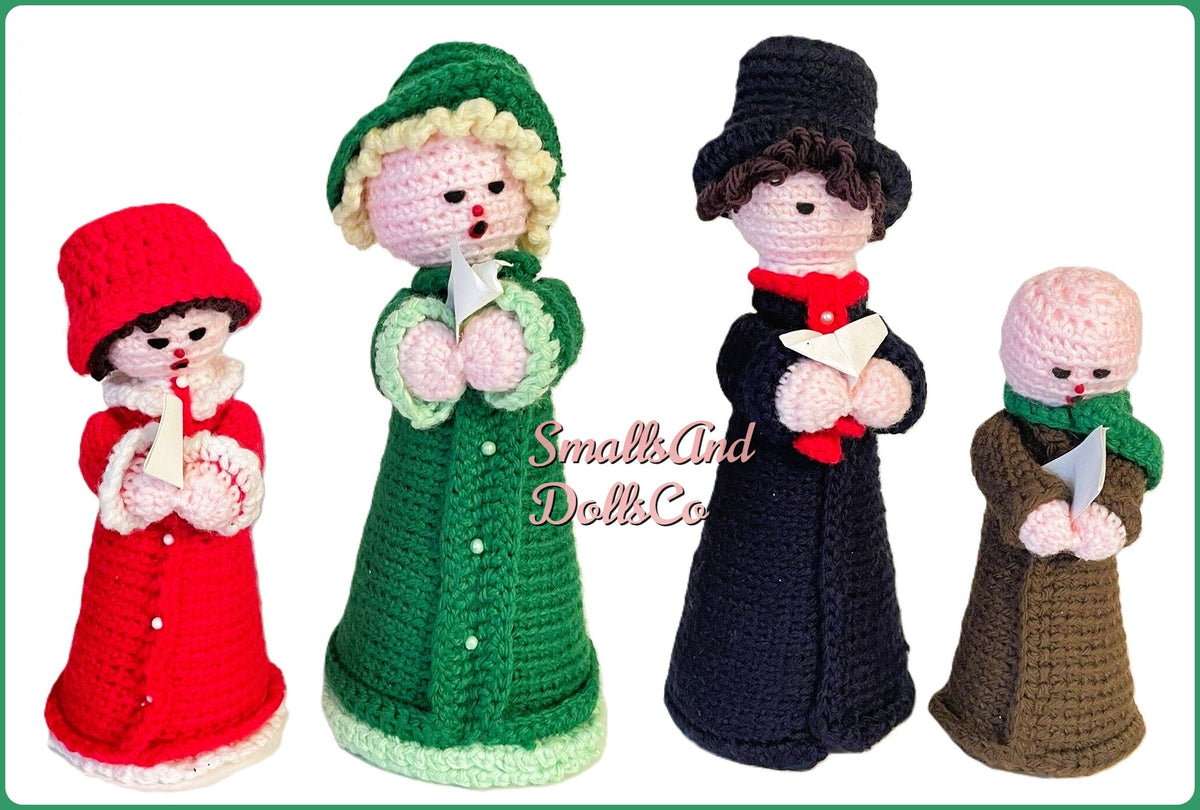 Vintage Crochet Christmas Pattern Caroler Dolls Antique Lamp Post Set PDF Instant Download Soft Toy Villagers 10 or 5 Ply