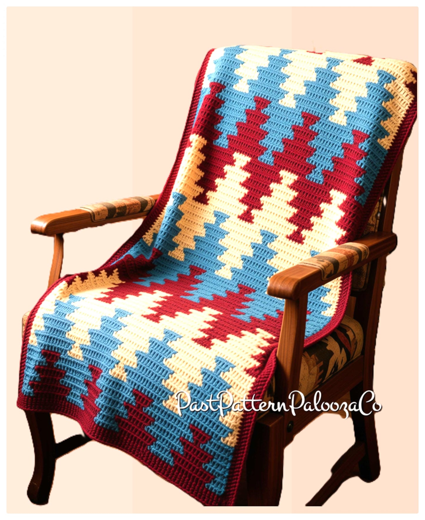Vintage Crochet Afghan Pattern Santa Fe Navajo Indian Blanket PDF Instant Digital Download Navajo Indian Geometric Diamonds Throw 10 Ply