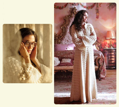 Vintage Crochet Pattern Womens Flared Dressy Maxi Evening Coat or Dressing Robe PDF Instant Digital Download Formal Wedding Godet Panels DK