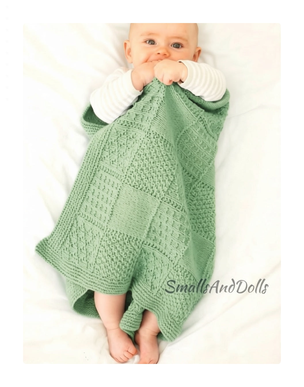 Vintage Knitting Pattern Textured Squares Baby Blanket PDF Instant Digital Download Knit Lapghan Crib Cover DK