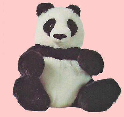 Vintage Sewing Pattern 16" Plush Panda Teddy Bear Soft Sculpture Doll Faux Fur Fabric PDF Instant Digital Download Sitting Bear
