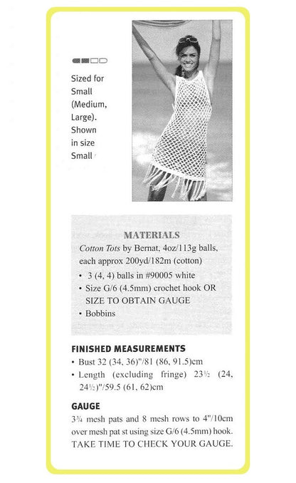 Vintage Crochet Pattern Womens Mesh Lace Beach Dress Cover Up Tasseled Tunic PDF Instant Digital Download Retro Boho Summer Swimsuit Top