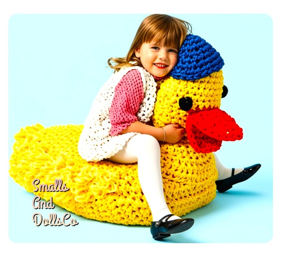 Vintage Crochet Pattern Giant Duck Soft Toy Floor TV Pillow Toddler Beanbag Play Seat PDF Instant Digital Download Amigurumi Play Cushion