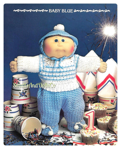 Vintage Crochet Pattern 14" Cabbage Patch Preemie Kids Doll Clothes 8 Outfits PDF Instant Digital Download