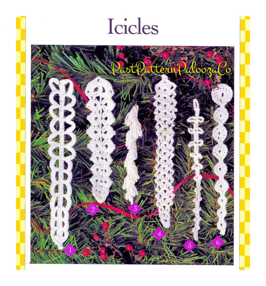 Vintage Christmas Crochet Pattern Lacy Icicle Ornaments Hanging Tree Trimmings PDF Instant Digital Download Cotton Thread