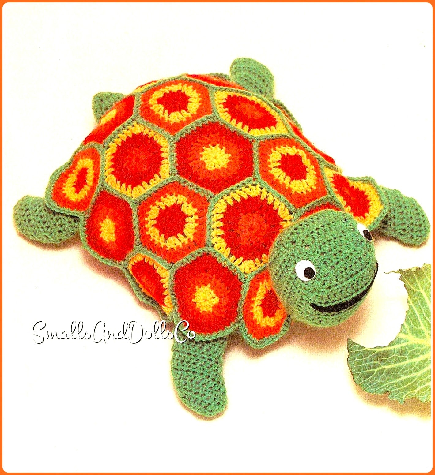 Vintage Crochet Pattern 16" Granny Square Turtle Soft Toy Doll Amigurumi Tommy Tortoise Hexagon Motifs PDF Instant Digital Download 10 Ply