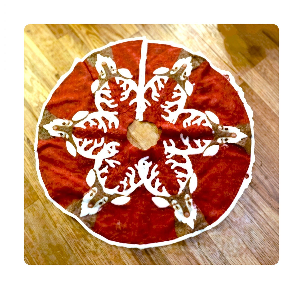 Vintage Sewing Pattern 36" Reindeer Christmas Tree Skirt PDF Felt Fabric PDF Instant Digital Download Quick Easy Fun Applique
