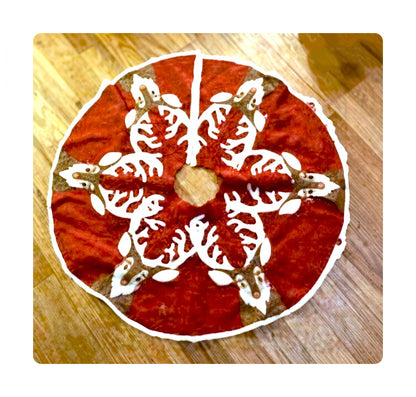 Vintage Sewing Pattern 36" Reindeer Christmas Tree Skirt PDF Felt Fabric PDF Instant Digital Download Quick Easy Fun Applique