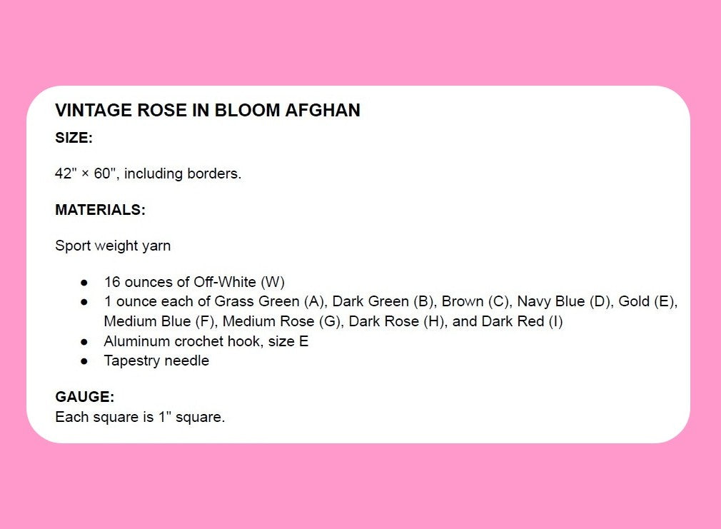 Vintage Crochet Pattern Mosaic Rose Picture Afghan Small Tiny Granny Squares PDF Instant Digital Download Large Flower Throw Blanket 5 Ply