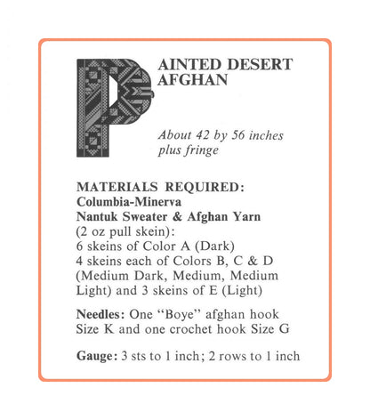Vintage Crochet Afghan Painted Desert Sunset Blanket Pattern PDF Instant Digital Download Tunisian Stitch Aran 10 Ply
