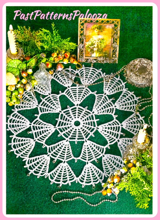 Vintage Christmas Doily Crochet Pattern 17" Silver Jingle Bells PDF Instant Digital Download Holiday Table Decor