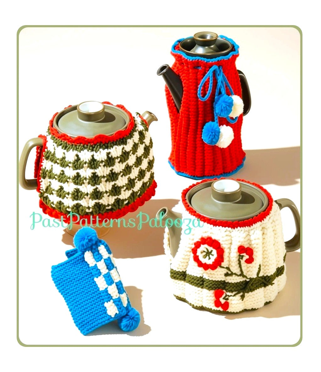 Vintage Knitting Pattern Knit Tea Cosy Coffee Pot Cosies Covers Teapot Topper Cozy Pot Holder PDF Instant Digital Download 8 Ply