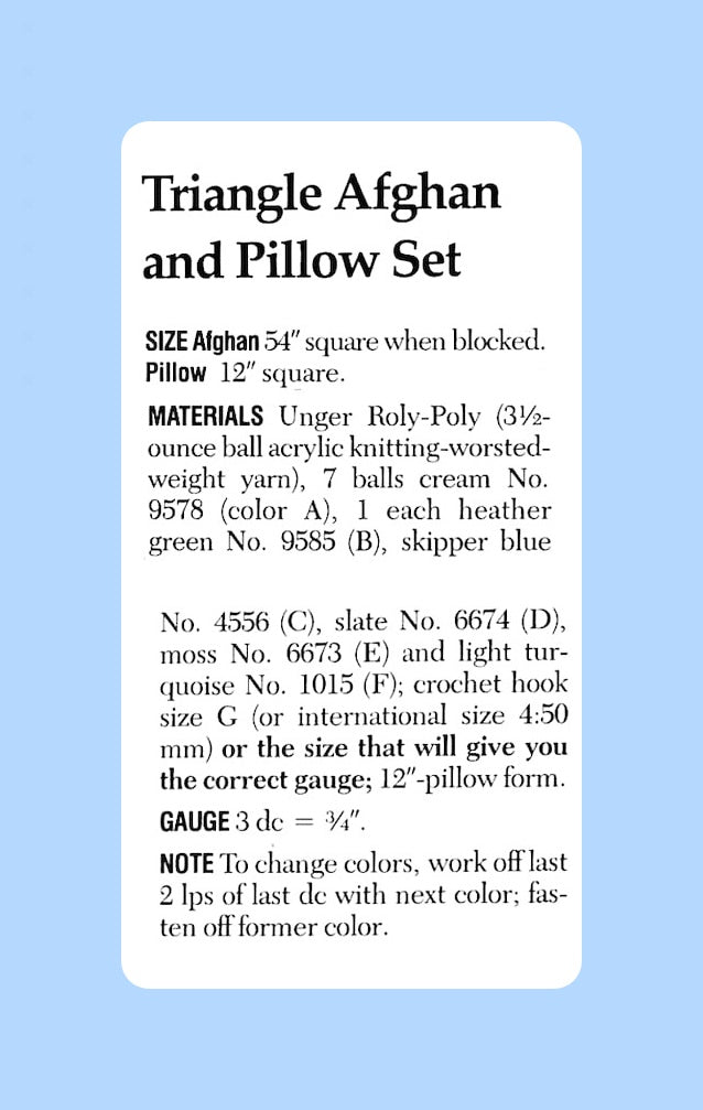 Vintage Crochet Pattern Giant Granny Square Style Afghan Blanket and Pillow Set PDF Instant Digital Download Triangles 10 Ply Easy Beginners
