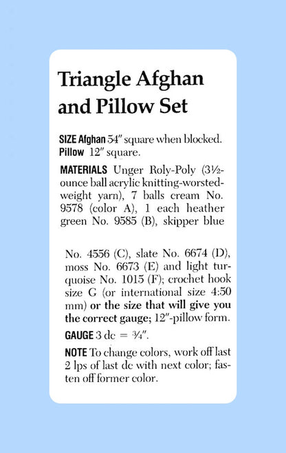 Vintage Crochet Pattern Giant Granny Square Style Afghan Blanket and Pillow Set PDF Instant Digital Download Triangles 10 Ply Easy Beginners