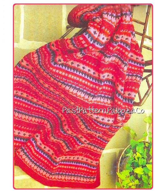 Vintage Knitting Pattern Nordic Firelight Afghan Blanket PDF Instant Digital Download FairIsle Throw 10 Ply