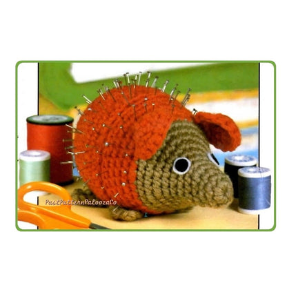 Vintage Crochet Pattern 4" Cute Porcupine Pincushion PDF Instant Digital Download Amigurumi Animal Pin Cushion