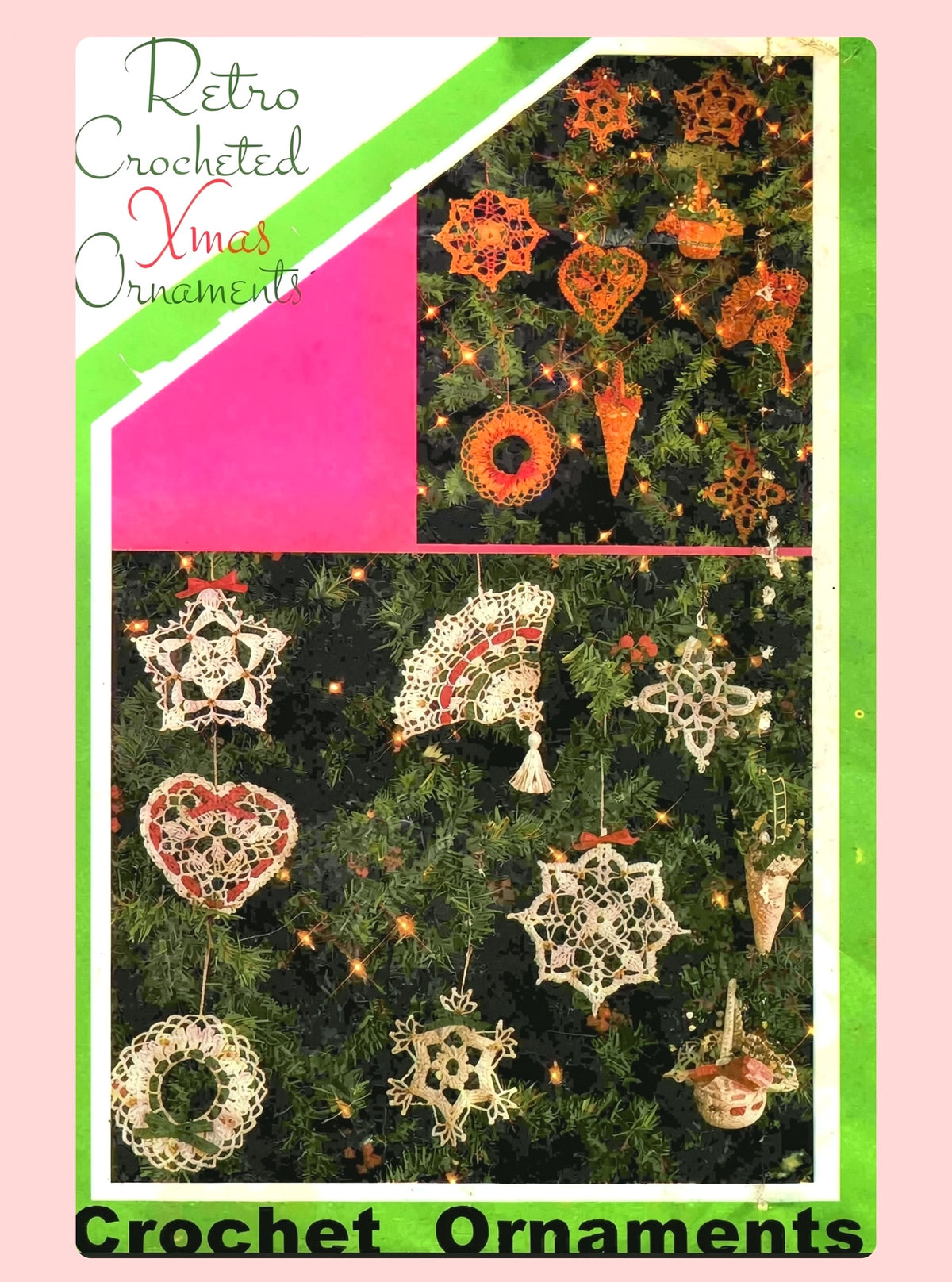 Vintage Crochet Patterns 6" Victorian Lace Christmas Ornaments White Cotton Thread & Metallic Gold PDF Instant Digital Download Tree Trim
