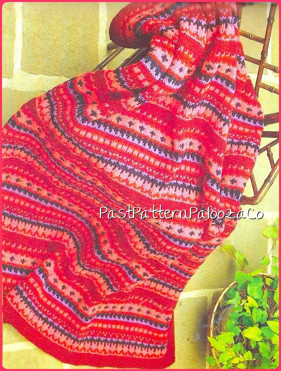 Vintage Knitting Pattern Nordic Firelight Afghan Blanket PDF Instant Digital Download FairIsle Throw 10 Ply