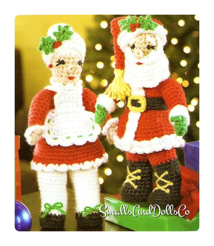 Vintage Christmas Crochet Pattern 12" Mr and Mrs Santa Claus Soft Toy Dolls PDF Instant Digital Download Xmas Amigurumi 10 Ply