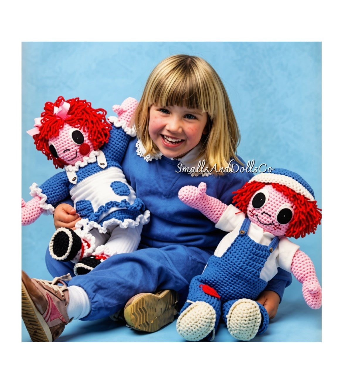 Vintage Crochet Pattern 20" Classic Raggedy Ann & Andy Rag Dolls PDF Instant Digital Download Cute Amigurumi Soft Toy Dolls 10 Ply