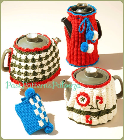 Vintage Knitting Pattern Knit Tea Cosy Coffee Pot Cosies Covers Teapot Topper Cozy Pot Holder PDF Instant Digital Download 8 Ply