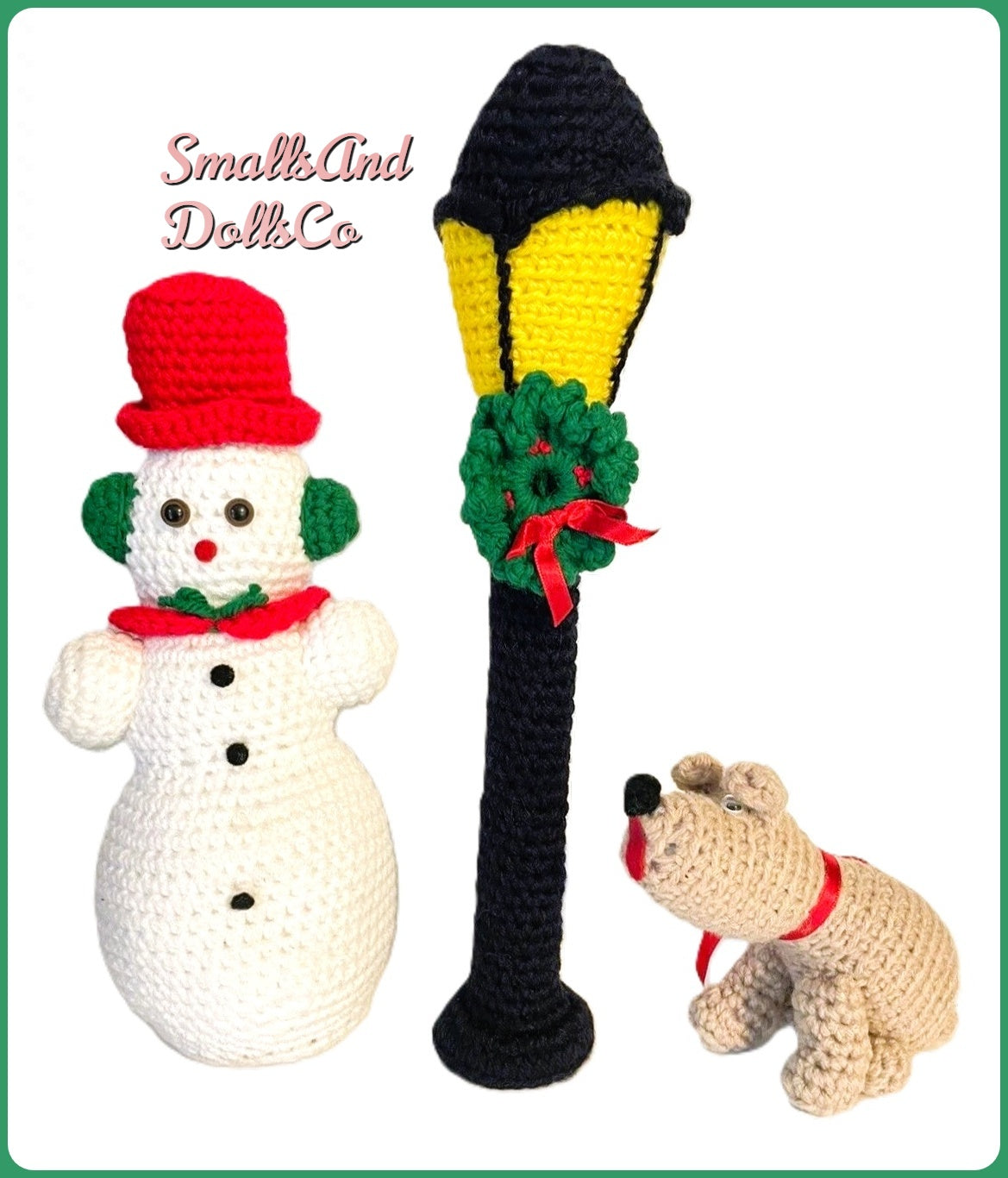 Vintage Crochet Christmas Pattern Caroler Dolls Antique Lamp Post Set PDF Instant Download Soft Toy Villagers 10 or 5 Ply
