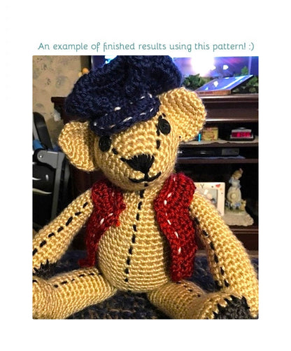 Vintage Crochet Pattern 10" Antique Teddy Bear PDF Instant Digital Download Heirloom Teddy Amigurumi Plush Stuffed Soft Toy Bear 10 Ply