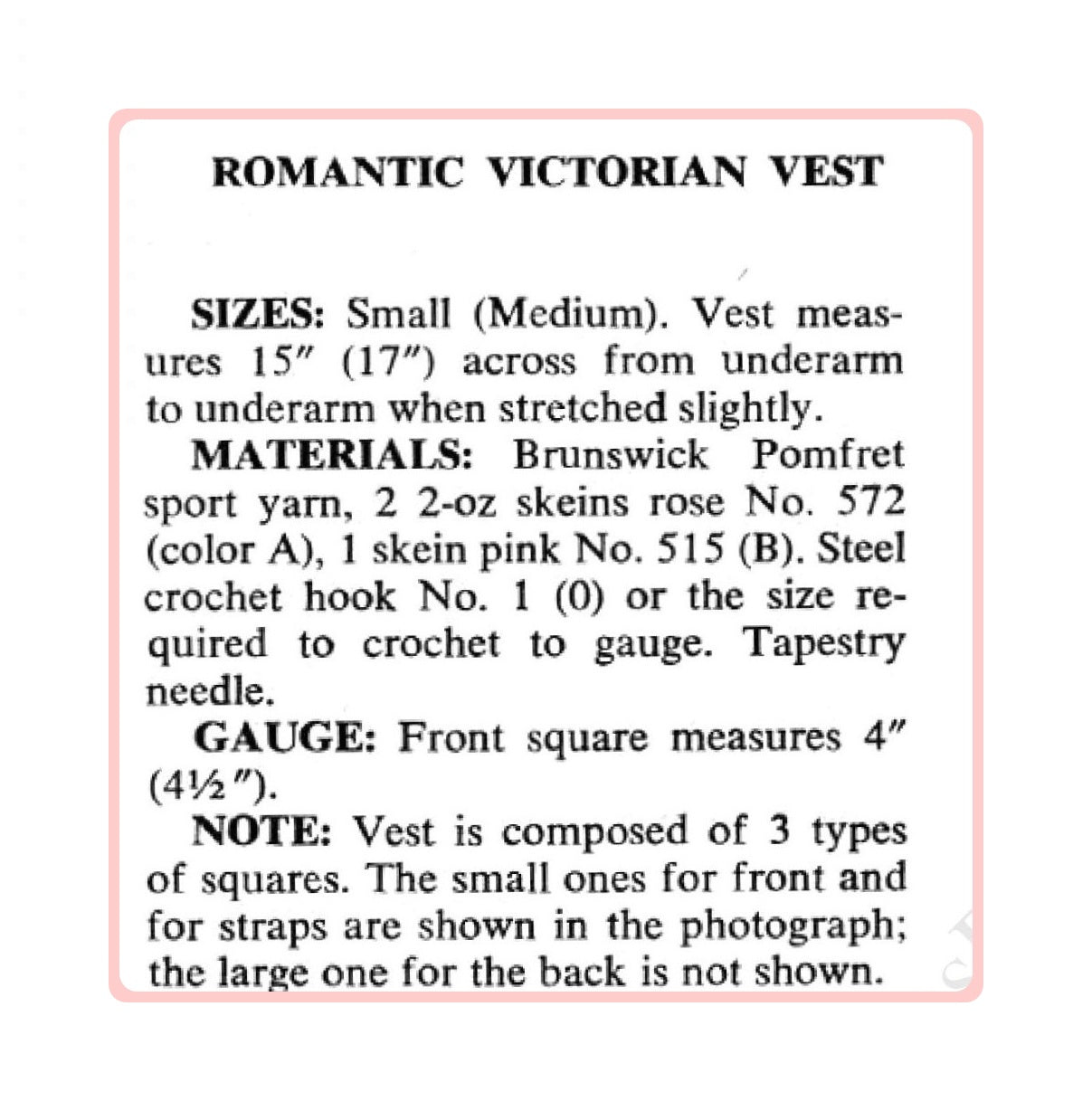 Vintage Crochet Pattern Womens Lacy Granny Square Vest Top PDF Instant Digital Download Front Lace Up Romantic Victorian Top 5 Ply