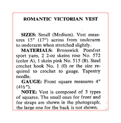 Vintage Crochet Pattern Womens Lacy Granny Square Vest Top PDF Instant Digital Download Front Lace Up Romantic Victorian Top 5 Ply