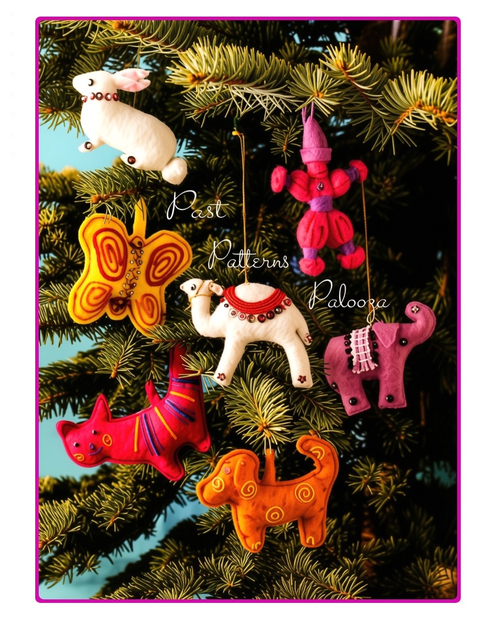 Vintage Christmas Sewing Pattern Retro Mini Mod Felt Animal Ornaments PDF Instant Digital Download Cute Kitsch Tree Trim 6 Designs