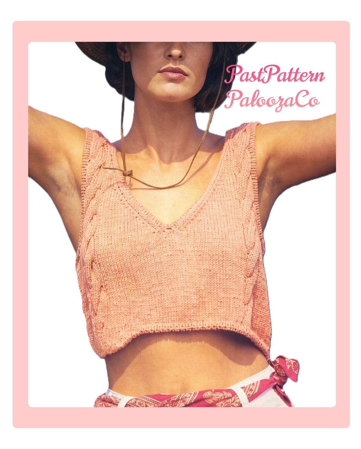 Vintage Knitting Pattern Womens Tank Crop Top Cabled Midriff PDF Instant Digital Download Cami Short Summer Pullover S M L DK 8 Ply
