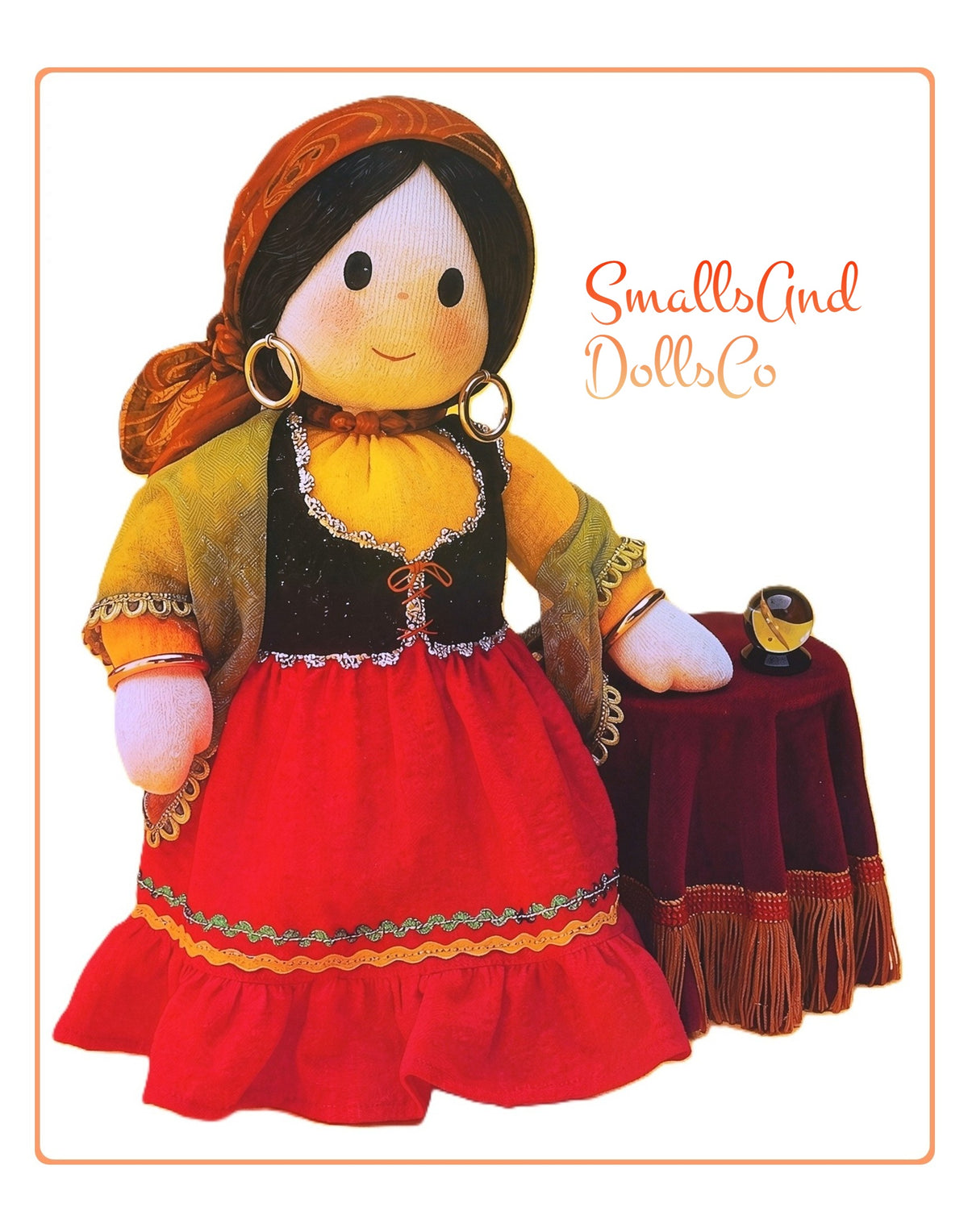 Vintage Sewing Pattern 12" Fortune Teller Soft Sculpture Doll PDF Instant Digital Download Mystical Gypsy Dolly