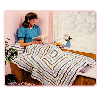 Vintage Crochet Pattern Giant Granny Square Style Afghan Blanket and Pillow Set PDF Instant Digital Download Triangles 10 Ply Easy Beginners
